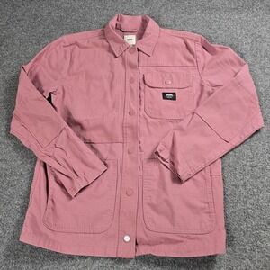 Vans Jacket Womens XS Pink Canvas Workwear Chore Coat Snap Front Utility